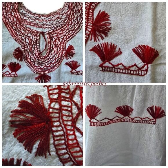 HANDMADE Traditional Embroidered Mexican Blouse - Picture 4 of 12
